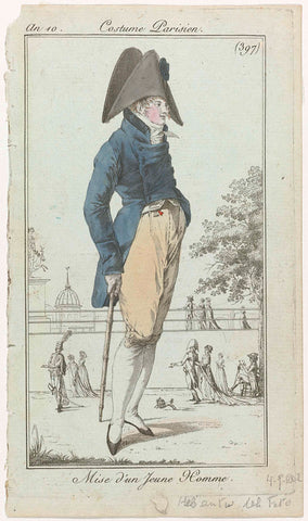 Journal des Dames et des Modes, Costume Parisien, 4 juillet 1802, An 10, (397) : Mise d'un Jeune Homme, anonymous, 1802 Canvas Print