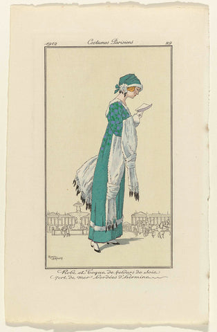 Journal des Dames et des Modes, 1912, Costumes Parisiens, no. 29: Robe de Toque de velours (...), anonymous, 1912 Canvas Print