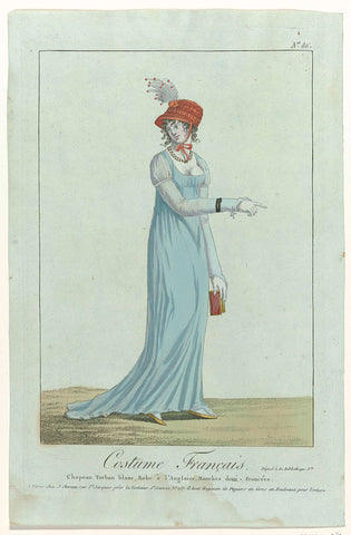 Costume Français, then Nouveau Costume Parisien 1799-1810, No. 86 : Chapeau Turban blanc (...), anonymous, 1799 - 1810 Canvas Print