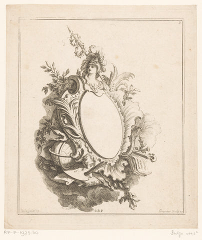 Cartouche met Minerva, Gabriel Huquier, 1705 - 1761 Canvas Print