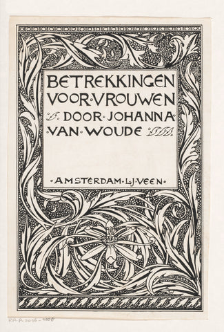 Band design for: Johanna van Woude, Betrekkingen voor vrouwen, c. 1899-1910, anonymous, Willem Wenckebach, in or before 1899 - c. 1910 Canvas Print