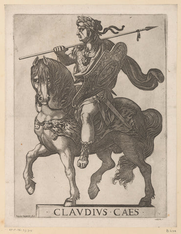 Emperor Claudius I on horseback, Antonio Tempesta, 1596 Canvas Print