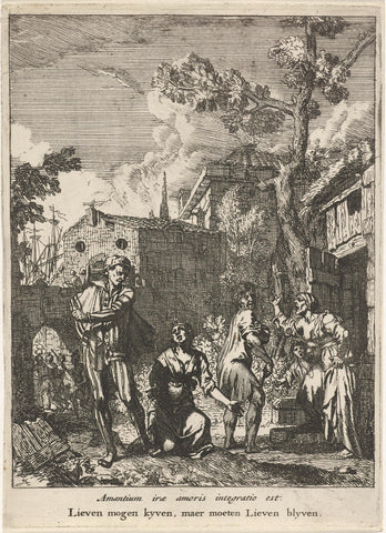 Two couples quarrel, Gerard de Lairesse, 1668 Canvas Print