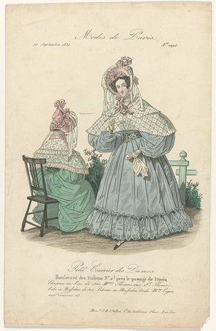 Petit Courrier des Dames, 20 September 1834, No.1095 : Chapeau en Pou de Soi (...), anonymous, 1834 Canvas Print