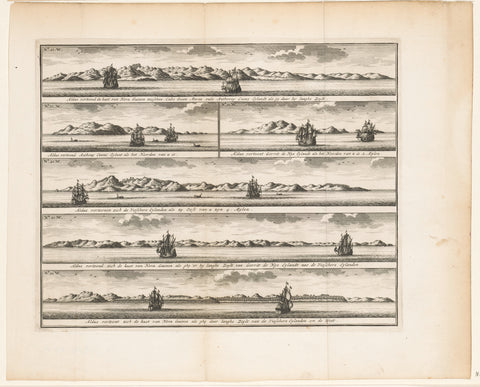 Six views of islands, anonymous, 1722 - 1724 Canvas Print