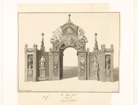 Gate of honour on square near the castle at the entrance of William IV and his consort at Breda on 13 September 1737, Iven Besoet, 1737 Canvas Print