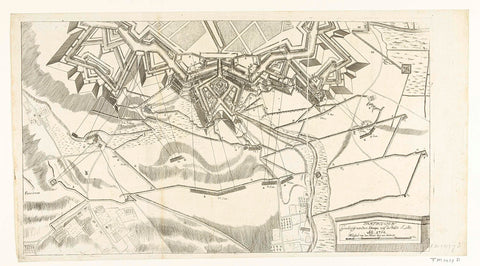 Plan of the shelling of the strongholds of Lille, 1708, anonymous, 1708 Canvas Print