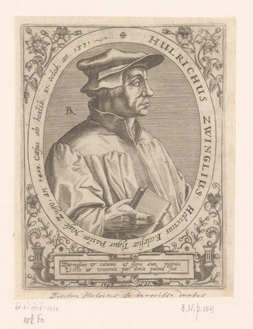 Portrait of Huldrych Zwingli, Robert Boissard, 1597 - 1599 Canvas Print