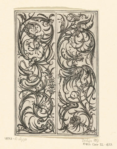 Panel with two vertical leaf vines next to each other, Johan Barra, 1623 Canvas Print