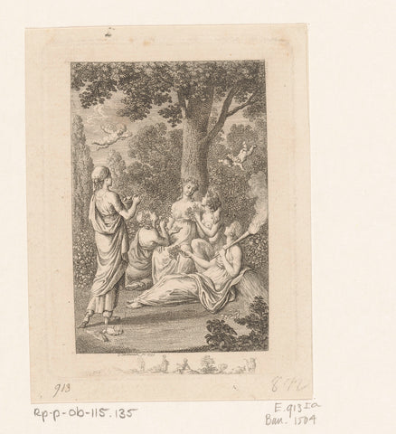 Flora geëerd door de vier seizoenen, Daniel Nikolaus Chodowiecki, 1799 Canvas Print