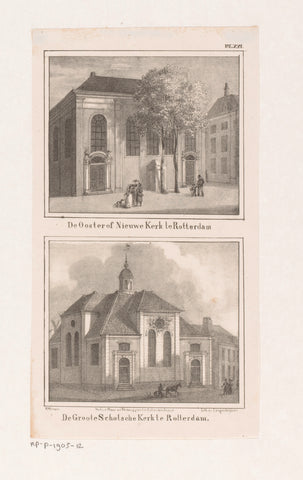 Oosterkerk en de Schotse kerk in Rotterdam, Hendrik Altmann, Gebroeders J. and H. van Langenhuysen (1846-1906), 1830 - 1863 Canvas Print