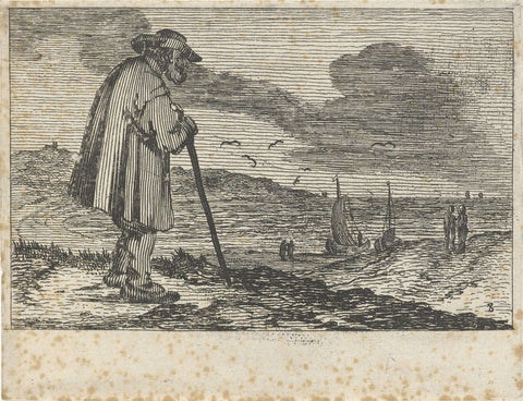 Dune landscape with an old man, leaning on a walking stick, Gillis van Scheyndel (I), 1618 - 1645 Canvas Print