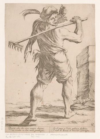 Druivenplukker, Giuseppe Maria Mitelli, 1660 Canvas Print