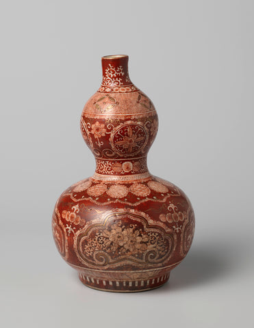 Double gourd-shaped vase with floral scrolls, medallions and ornamental borders, anonymous, c. 1830 - c. 1840 Canvas Print