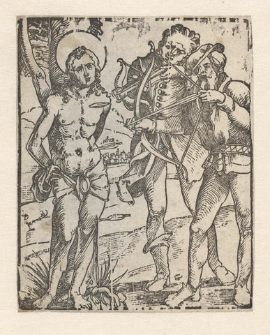 Sebastian is shot with arrows by executioners, Albrecht Dürer (workshop of), 1505 - 1509 Canvas Print