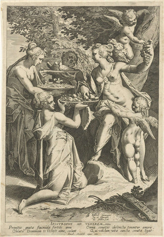 Venus receives gifts, Aegidius Sadeler, 1580 - 1600 Canvas Print