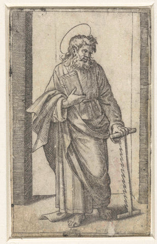 Apostel Simon Zelotes with saw, Marcantonio Raimondi, 1517 - 1527 Canvas Print