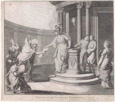 Allegory on the equating of the Roman Catholic religion with other denominations, 1799, Carel Frederik Bendorp (I), 1799 Canvas Print