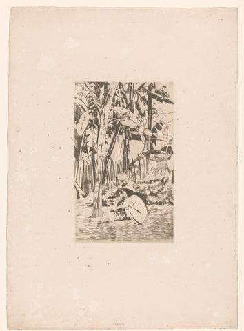 Squatting figure between trees in Buitenzorg, Willem Witsen, c. 1921 Canvas Print