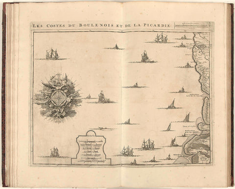 Map of the French coast near Boulogne and Picardy, 1709, Jacobus Harrewijn, 1709 Canvas Print