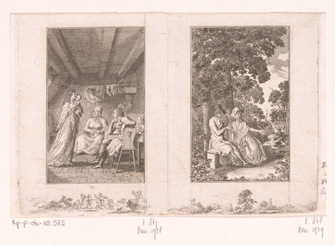 Two performances from the stories of Wilhelm Gottlieb Becker, Daniel Nikolaus Chodowiecki, 1798 Canvas Print