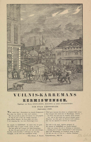 Kermisprent van de vuilnismannen van Amsterdam voor het jaar 1848, Dirk Wijbrand Tollenaar, 1848 Canvas Print