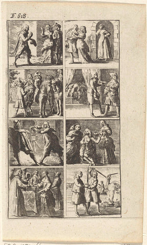 Story with depictions of murder and death penalty (F. 618.), Abraham Dircksz. Santvoort, 1667 Canvas Print