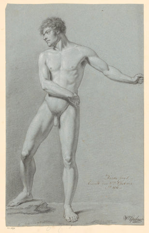 Standing male nude, seen from the front (3rd prize 1810), Willem Grebner, 1810 Canvas Print