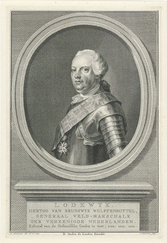 Portrait of Louis Ernst, Duke of Brunswick-Wolfenbüttel, Jacob Houbraken, 1755-1780 Canvas Print