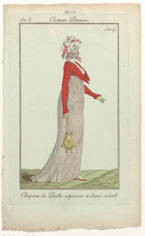 Journal des Dames et des Modes, Costume Parisien, 31 March 1800, Year 8 (204) : Chapeau de Paill (...), anonymous, 1800 Canvas Print