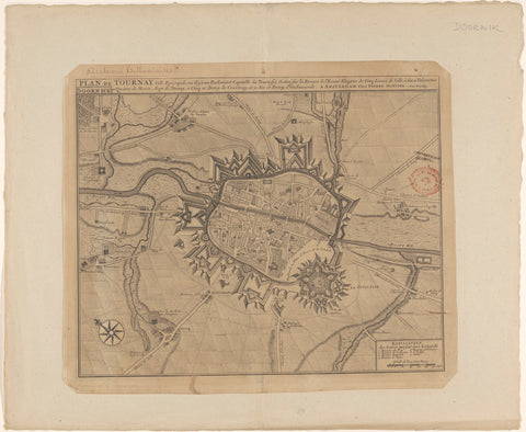 Map of Tournai, anonymous, 1697 - 1728 Canvas Print