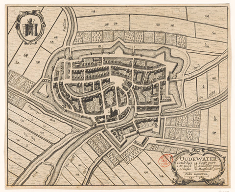 Map Oudewater, anonymous, 1657 - c. 1704 Canvas Print