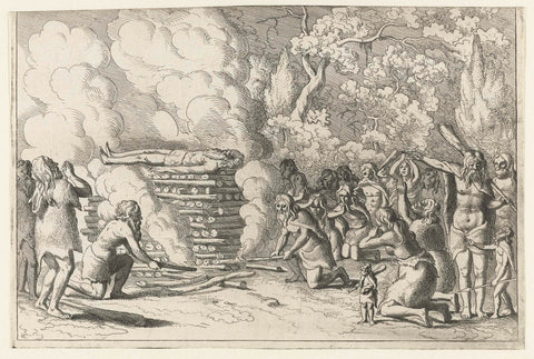 Cremation at a stake, anonymous, 1658 - 1660 Canvas Print