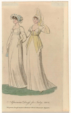 Ladies Monthly Museum, 1801 : Afternoon Dress for July 1801, anonymous, 1801 Canvas Print