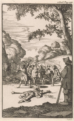 Battle of Don Clarazel with the sheriff and his servants near Tours, Caspar Luyken, 1697 Canvas Print