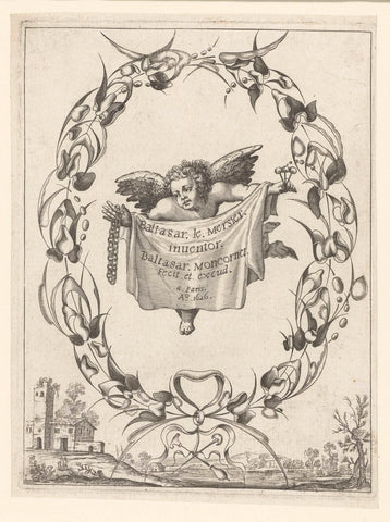 Title page: Goldsmith's bouquets boven landschappen, Balthazar Moncornet, 1626 Canvas Print