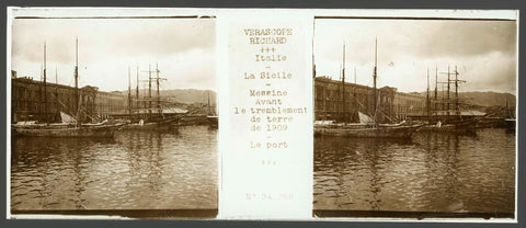 Port of Messina, before the earthquake of 1909, anonymous, Vérascope Richard, 1893 - 1909 Canvas Print