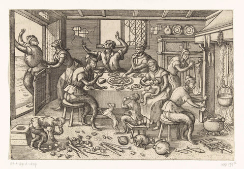 Skinny cuisine, Pieter van der Borcht (I), 1563 - 1608 Canvas Print