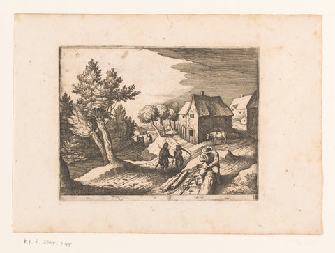 Village view with a scythe sharpener, Matthäus Merian (I), 1620 Canvas Print