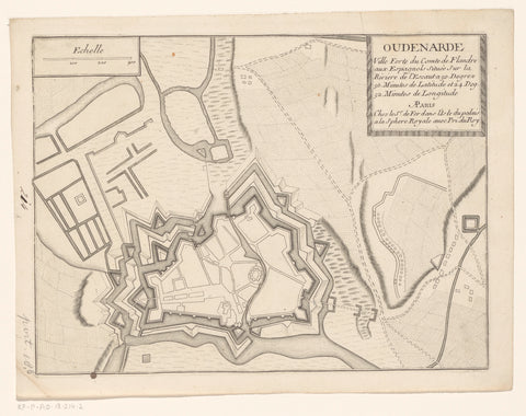 Fortress map of Oudenaarde, anonymous, 1726 Canvas Print