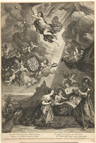 Allegory of the Birth of Willem Hendrik, Hereditary Prince of Brandenburg in 1649, Cornelis van Dalen (II), 1649 Canvas Print