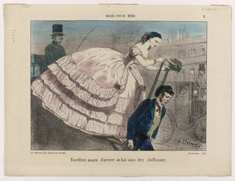 Modes pour rire, ca. 1855-1860, Nr. 9 : Excellent means of arriving (...), Destouches, c. 1855 - c. 1860 Canvas Print