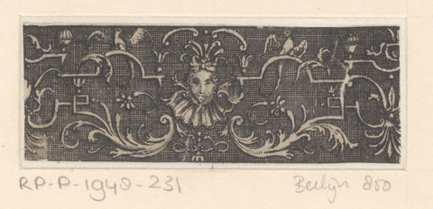 Rectangle with wickerwork and mask, anonymous, in or after 1703 Canvas Print