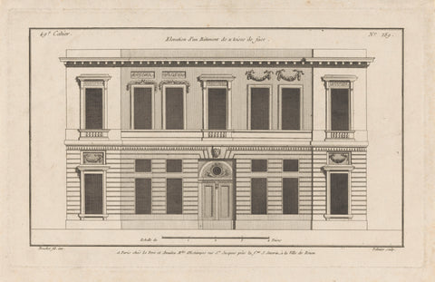 Façade with portal and balconies, Jean Pelletier, 1772 - 1779 Canvas Print