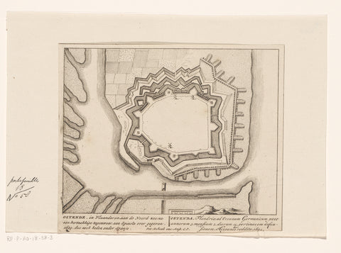 Fortress map of Ostend, anonymous, 1695 - 1711 Canvas Print