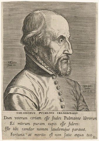 Portret van Theodoor Poelman, Philips Galle, 1572 Canvas Print