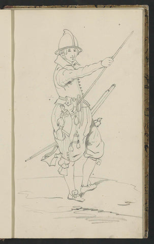 Soldier carrying his skewer in the right hand and musket in the left hand, Johannes Antonius Canta, 1826 - c. 1888 Canvas Print