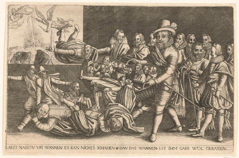 Maurits separates the wheat from the chaff, 1618, anonymous, 1618 Canvas Print