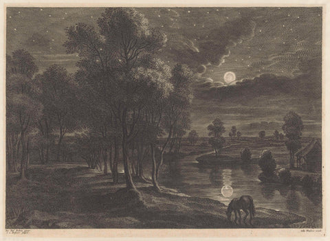 Landscape by moonlight in the night, Schelte Adamsz. Bolswert, 1596 – 1659 Canvas Print