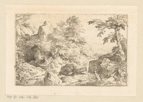 Rock landscape with waterfall, Christian Wilhelm Ernst Dietrich, 1722 - 1774 Canvas Print